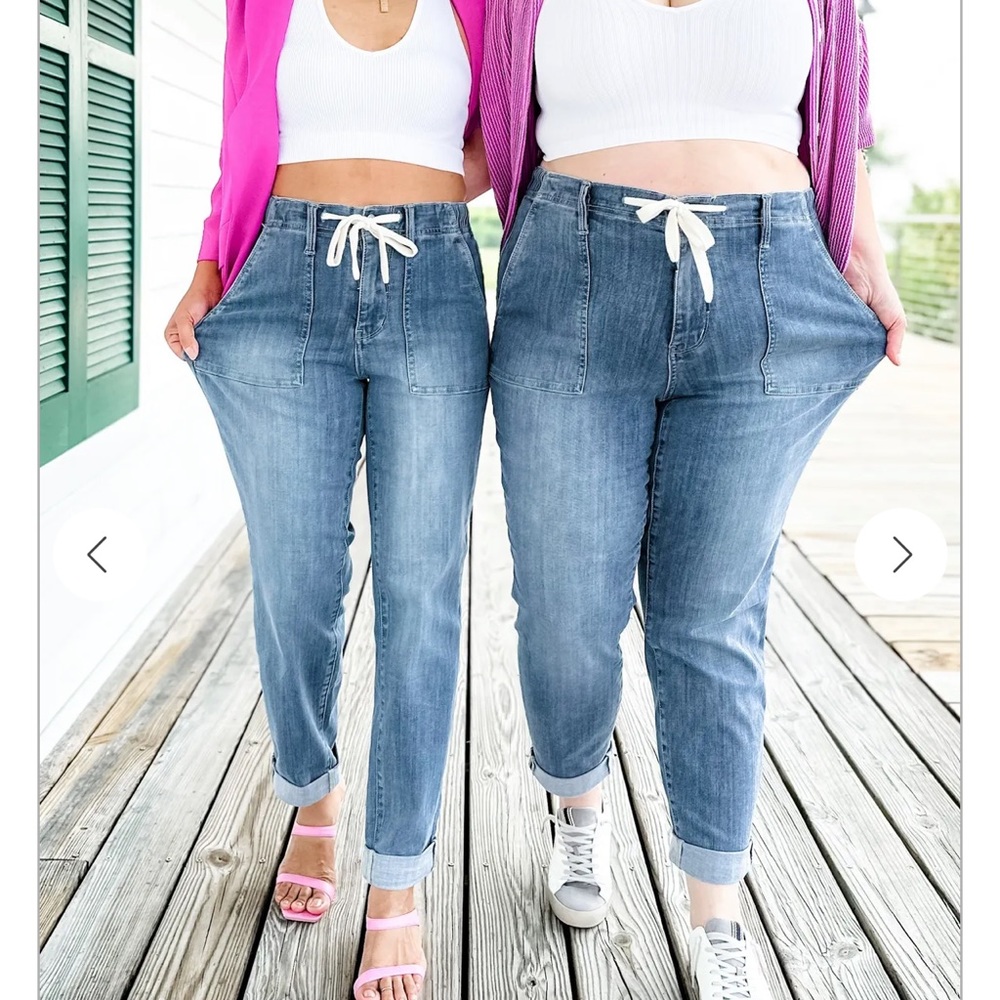 Judy Blue Pull On Denim Joggers- Light Blue